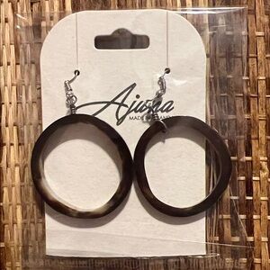 Brown Cow Horn Hoop Earrings